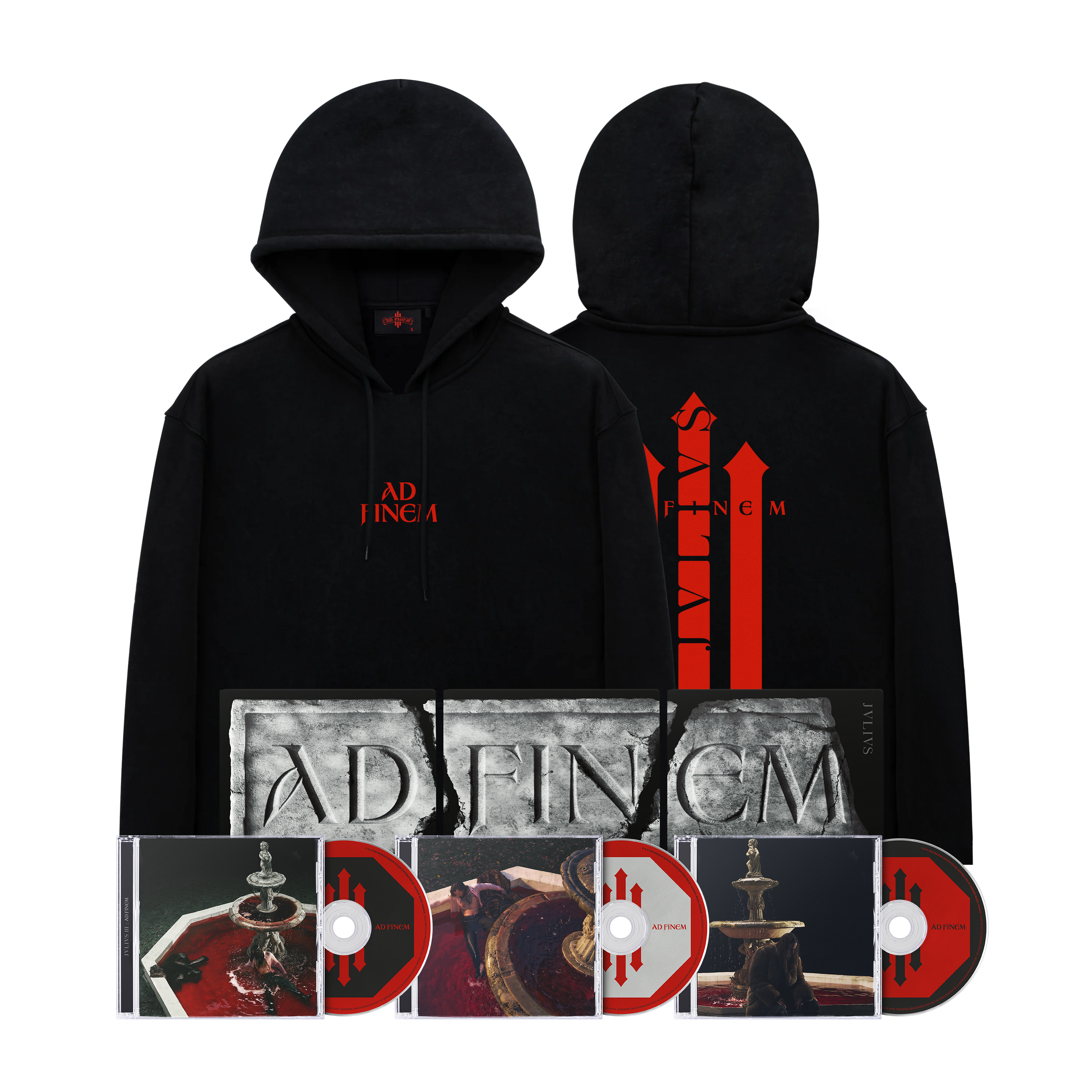 Hoodie Noir & Rouge + coffret 3 CDs collector Ad Finem