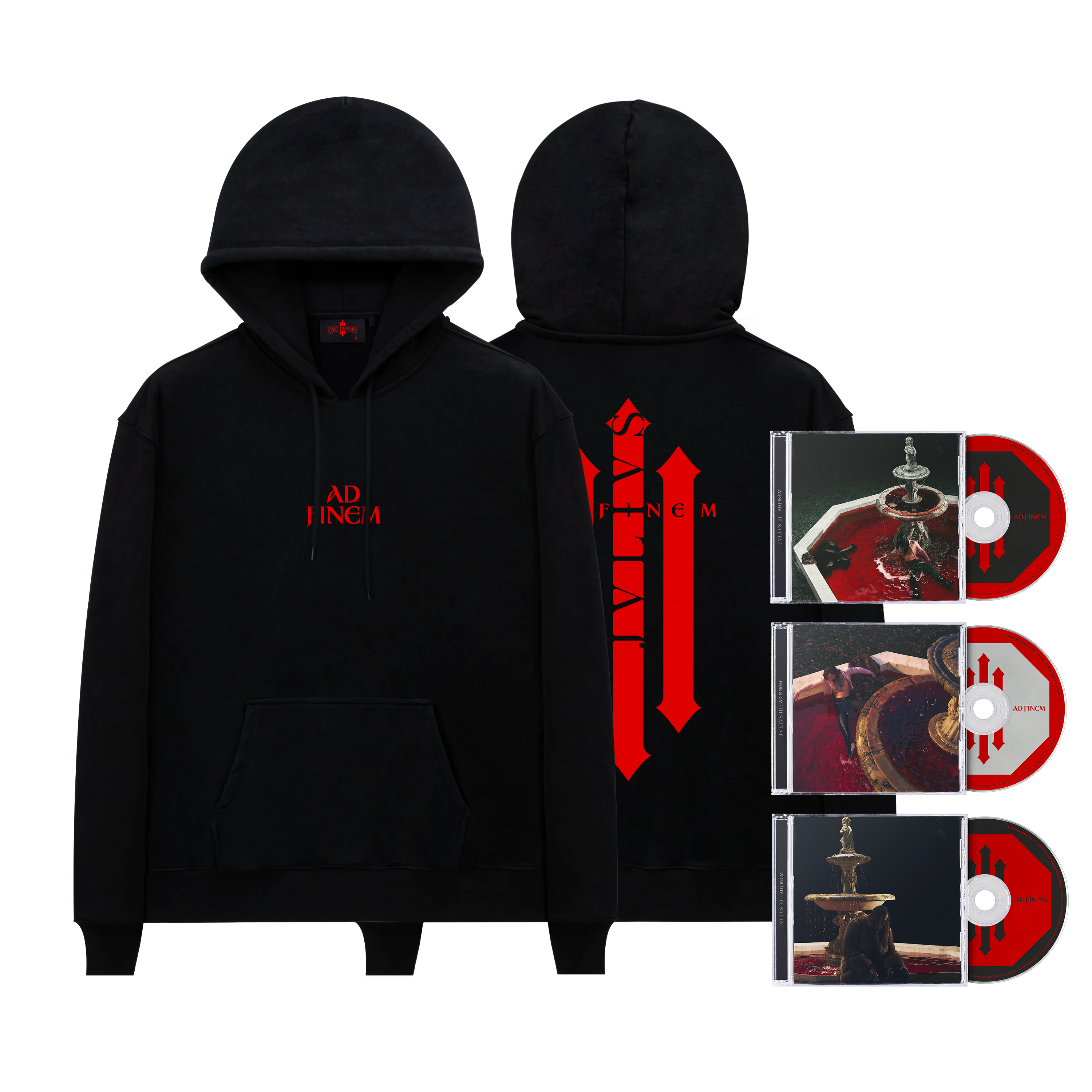 Hoodie Noir & Rouge + coffret 3 CDs collector Ad Finem