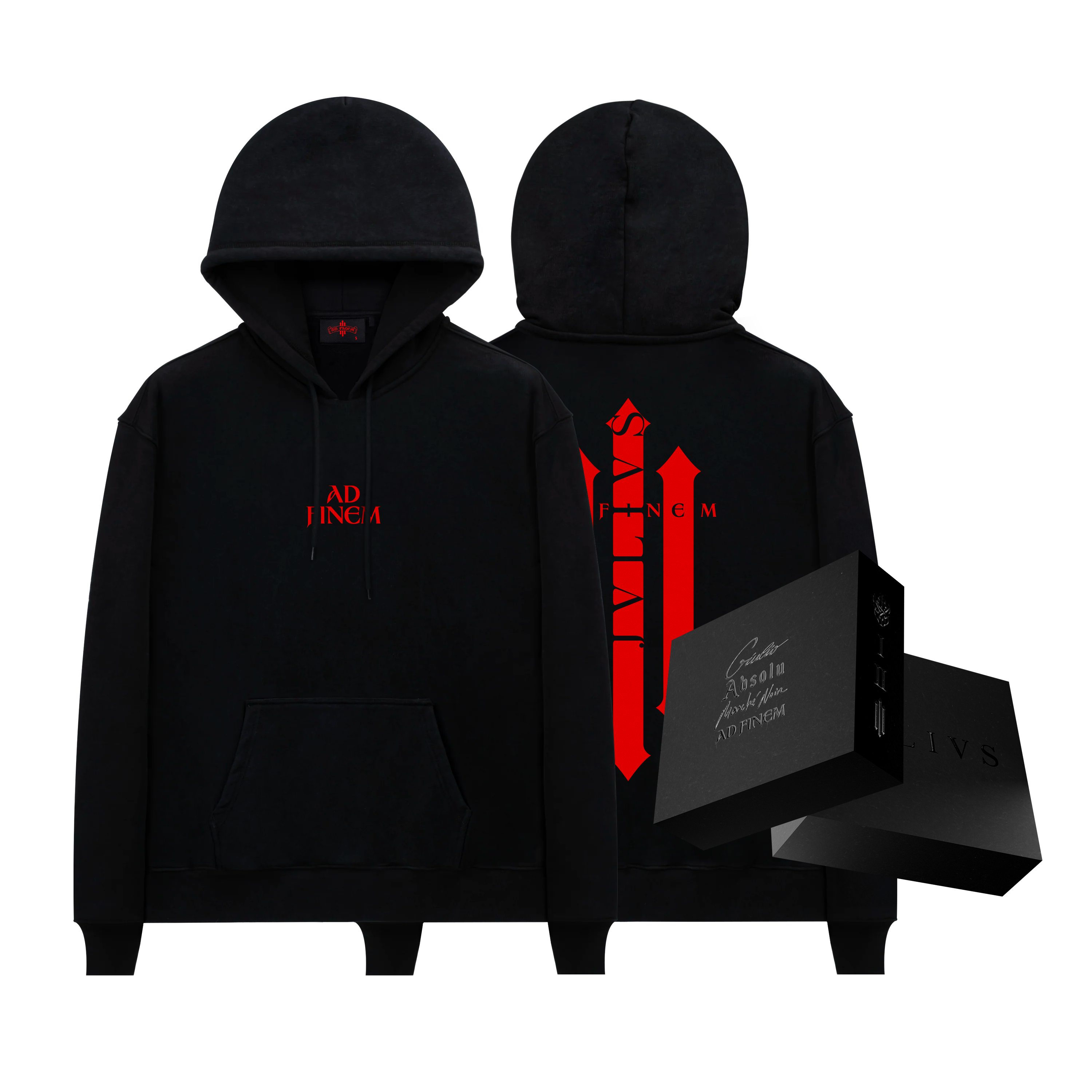 Hoodie noir & rouge + Coffret 4 CDs JVLIVS intégral