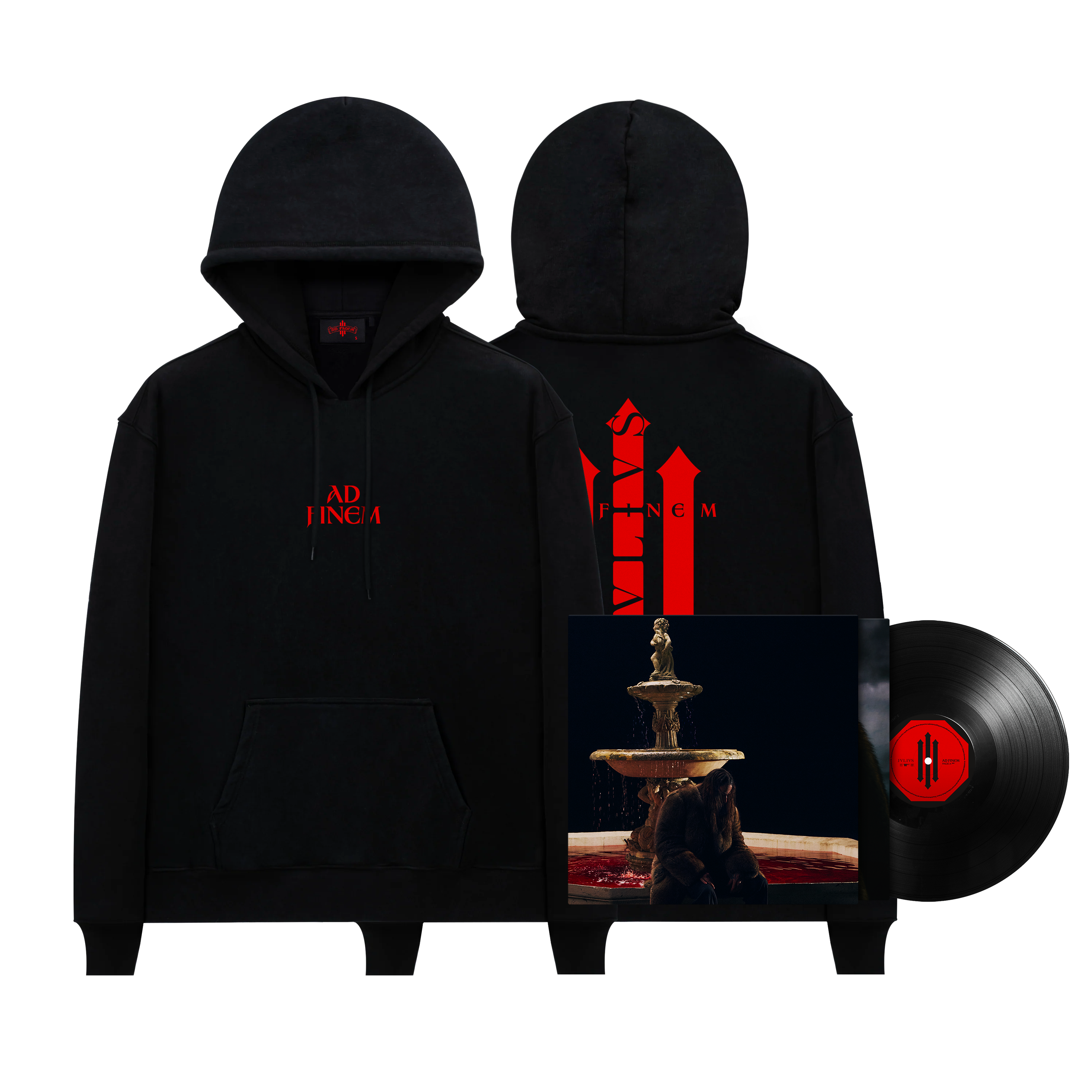 Hoodie noir & rouge + Vinyle (Édition au choix)