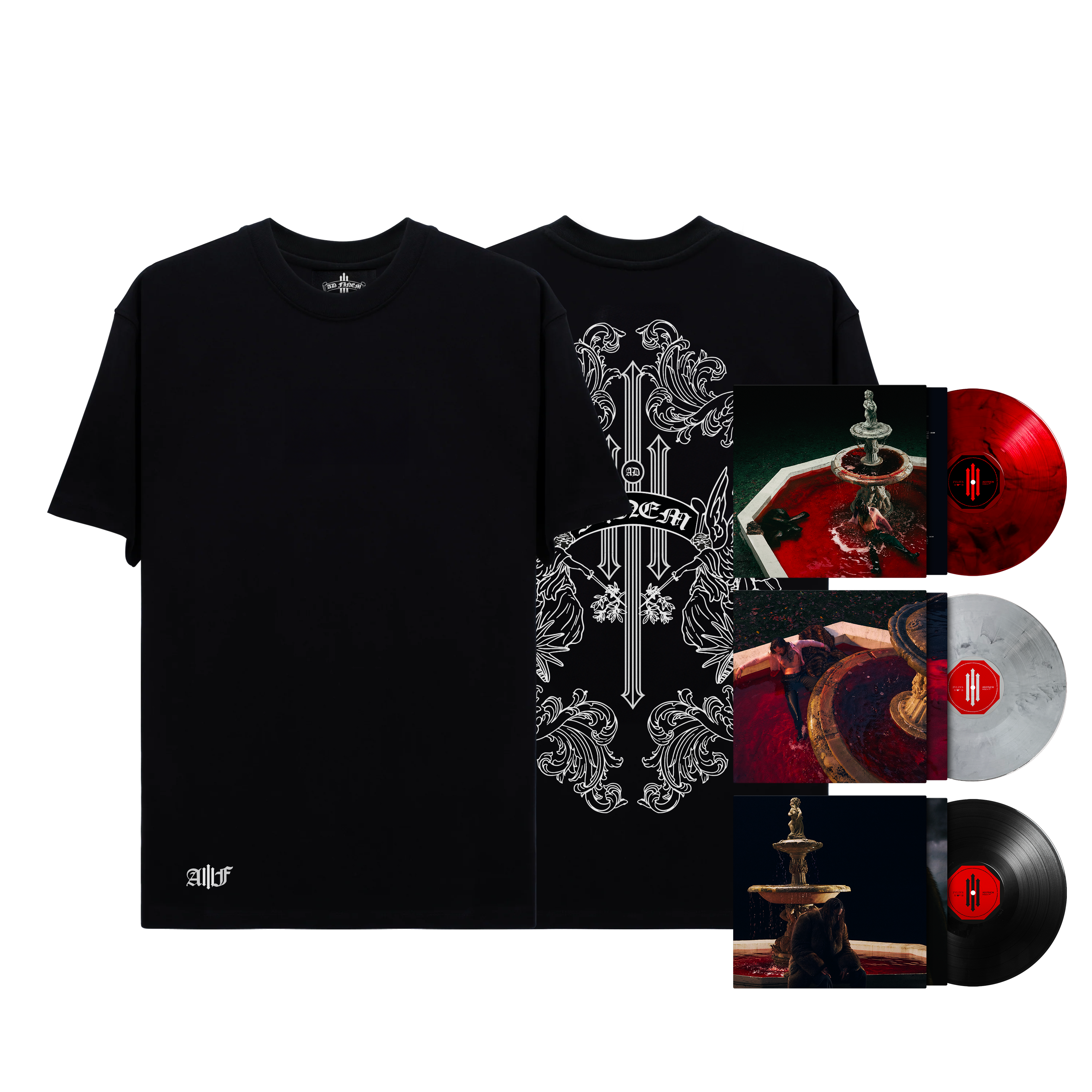 T-shirt noir & blanc + 3 Vinyles