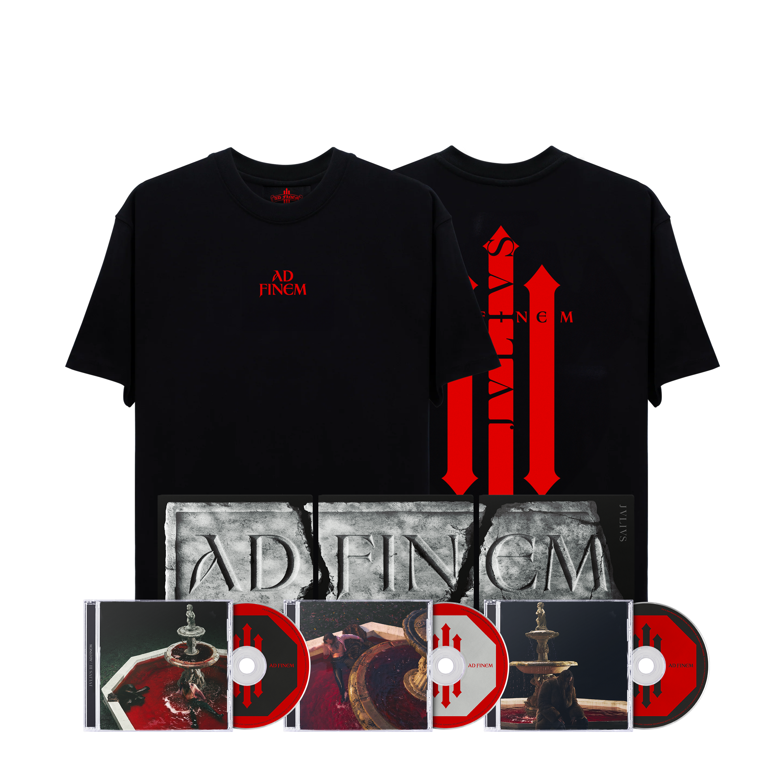 T-shirt noir & rouge + coffret 3 CDs collector Ad Finem