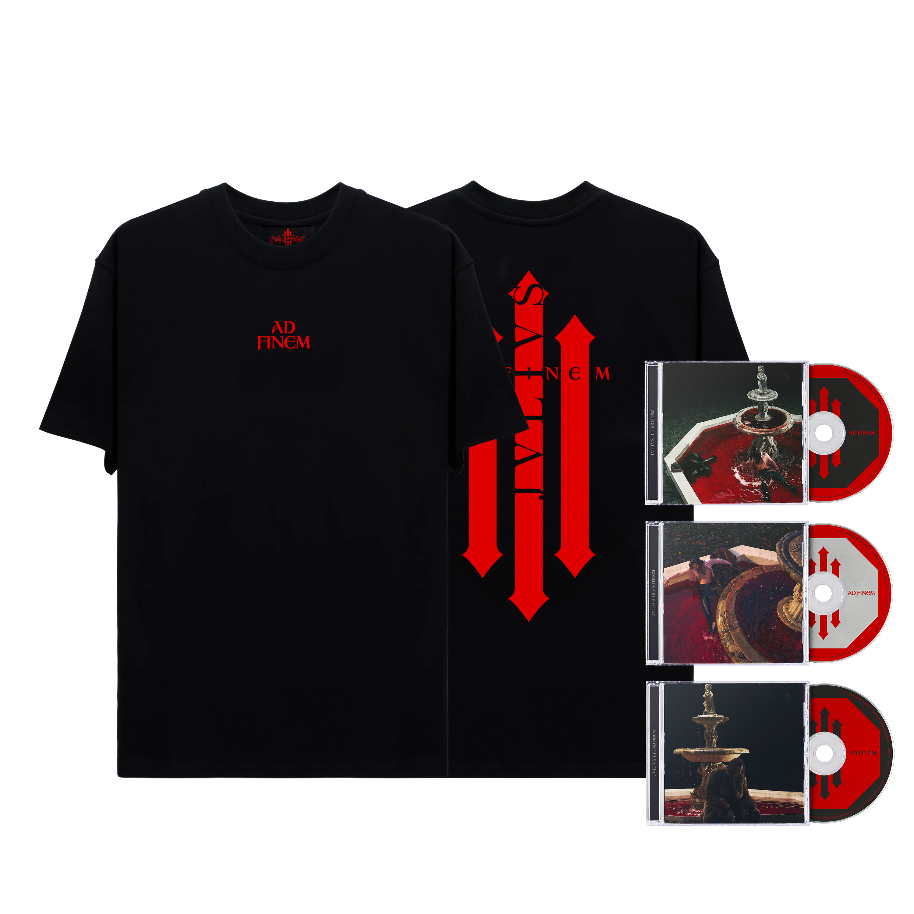 T-shirt noir & rouge + coffret 3 CDs collector Ad Finem