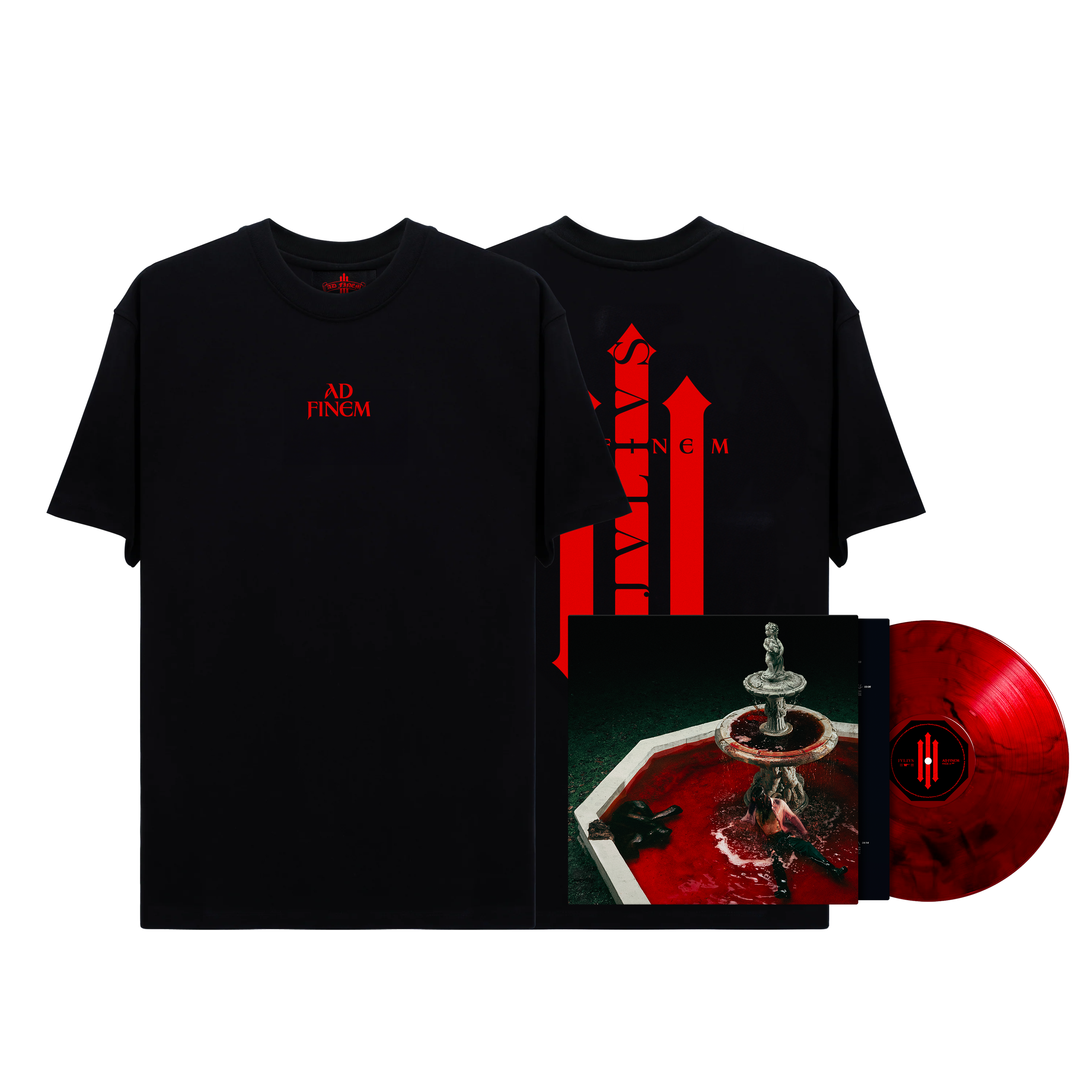 T-shirt noir & rouge + Vinyle (édition au choix)