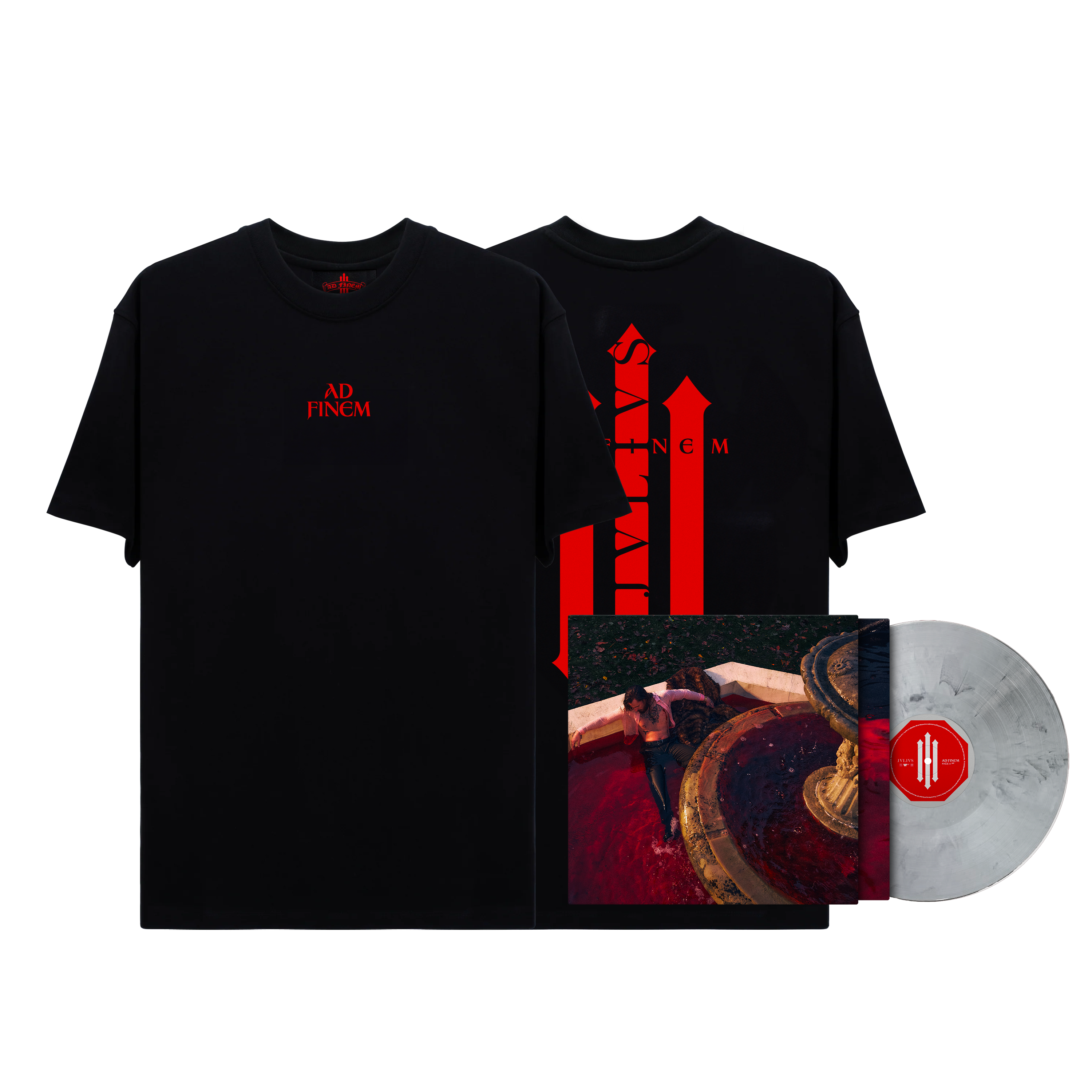 T-shirt noir & rouge + Vinyle (édition au choix)